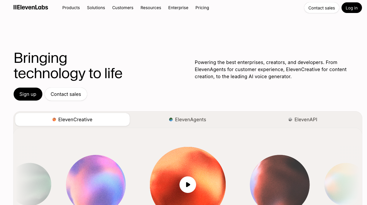 ElevenLabs Home and API Keys Entry