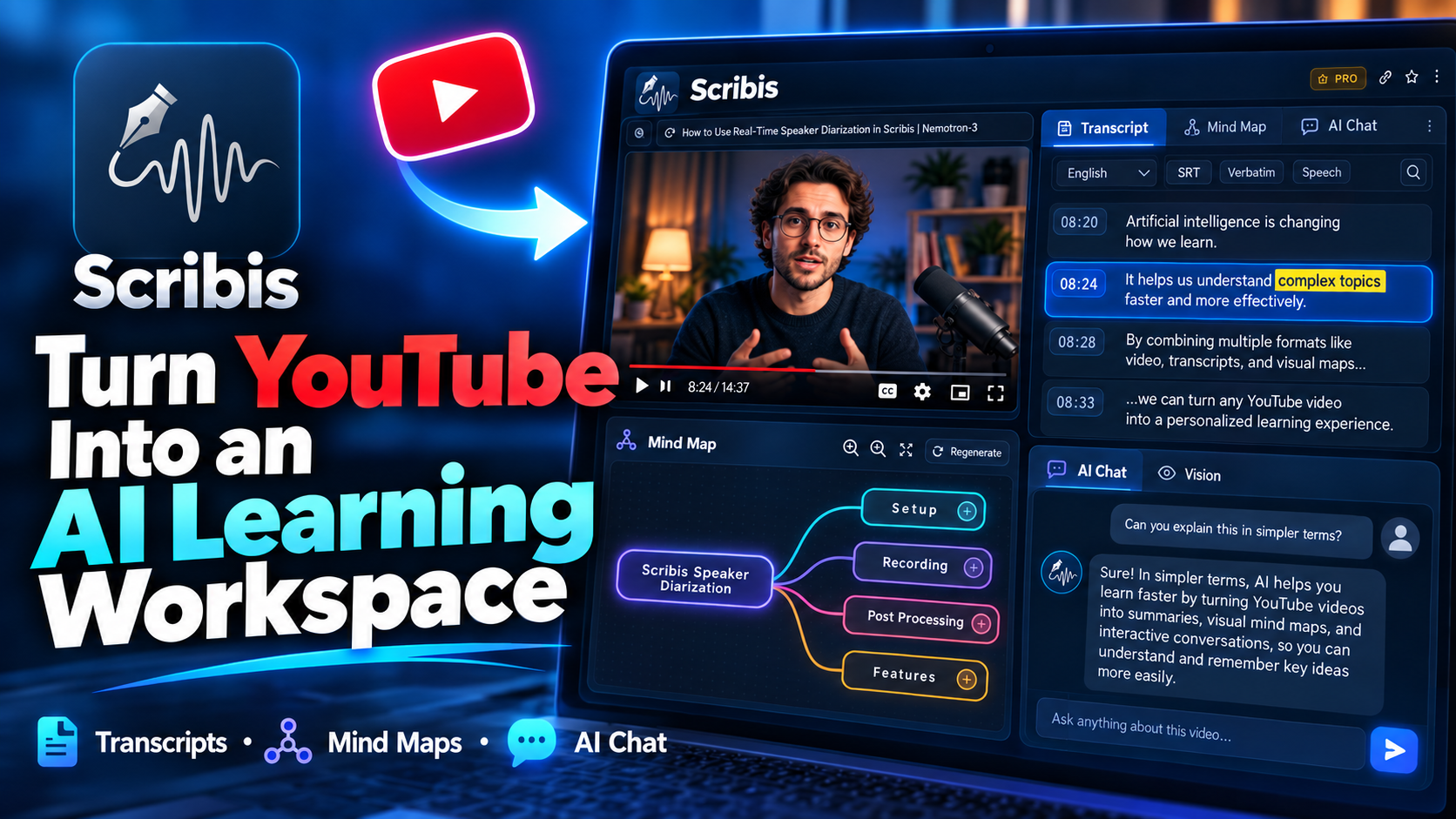 還在下載 YouTube 影片再給 AI 分析?用 Scribis 直接從網址開始